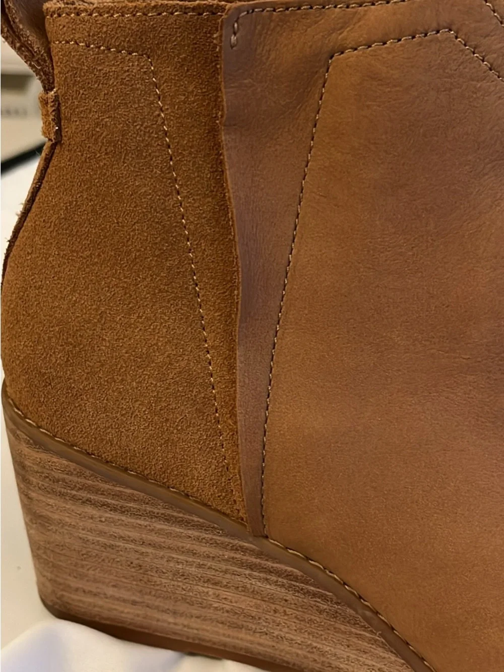 Toms Clare Wedge Ankle Boots - Tan